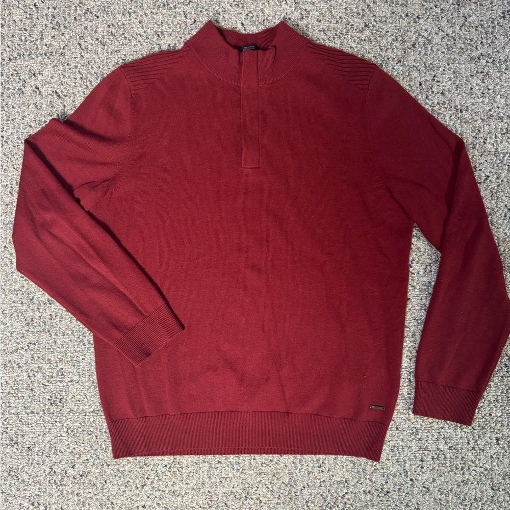 Men’s size large Hugo Boss deep red quarter zip light sweater